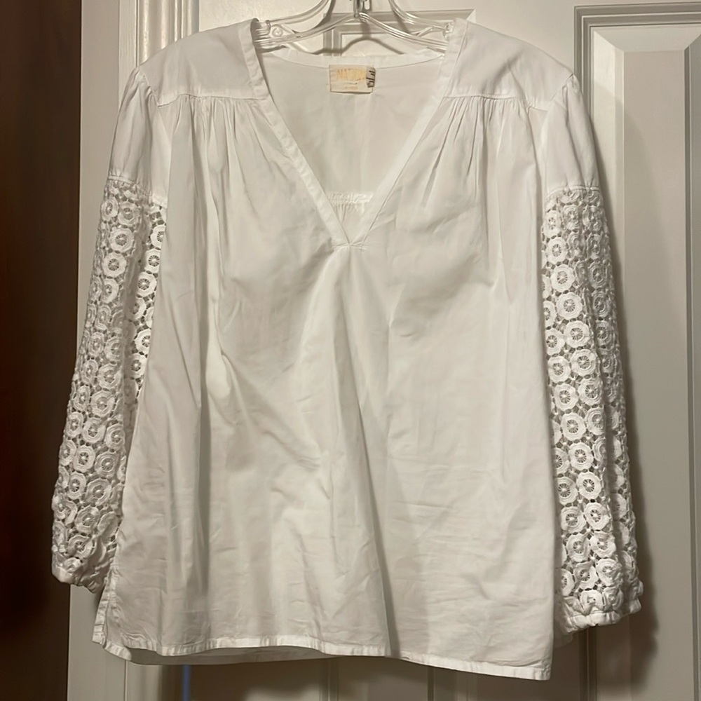White blouse with lace detail